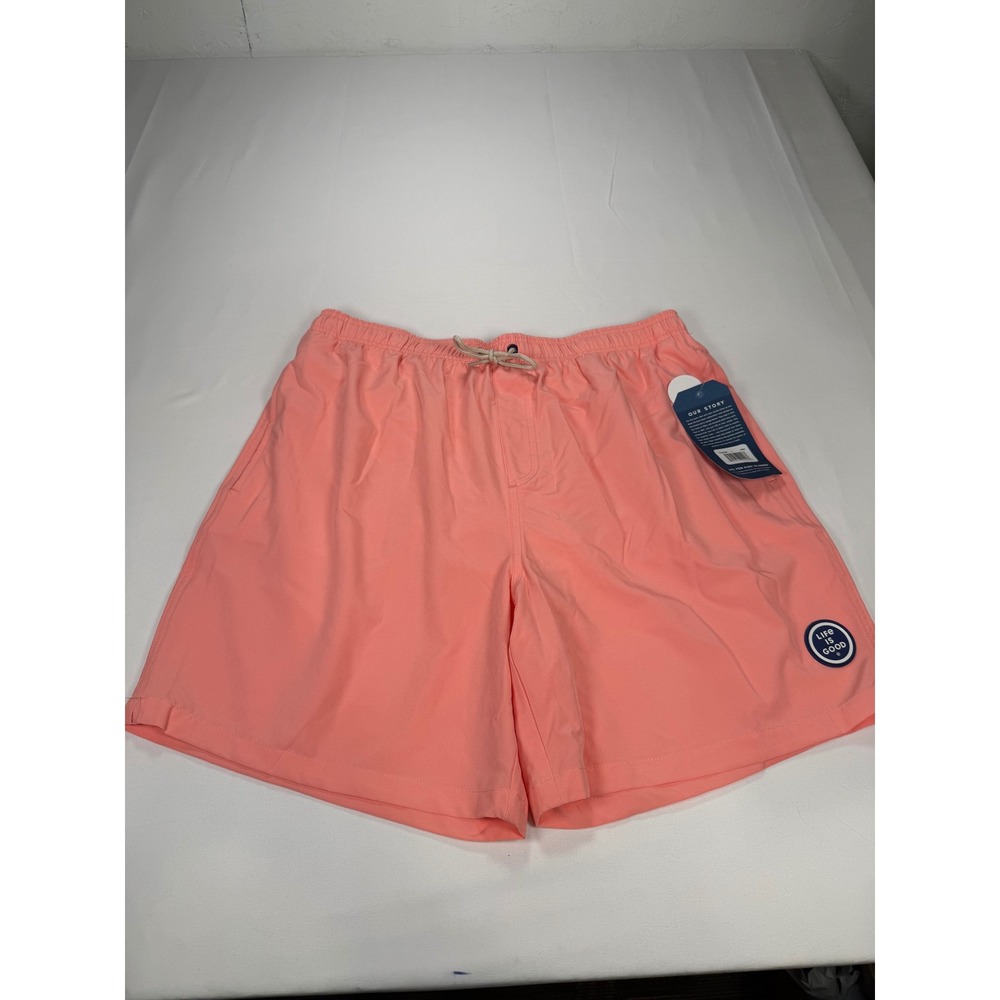 Life is Good Mens Swim Trunks Coral Pink LG40517185 Board Shorts Size L